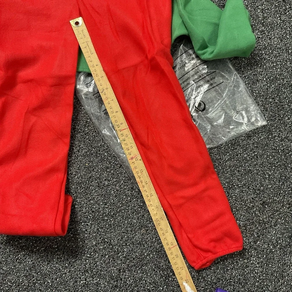 Christmas Santa Elf Set Child Halloween Costume Size 8-10  Red Green With Hat‎